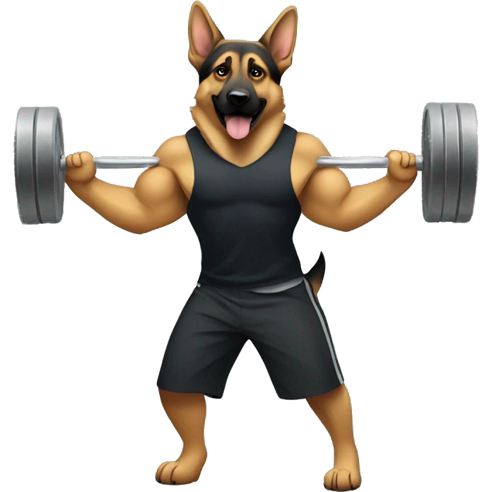 german shepherd lifting weight emoji