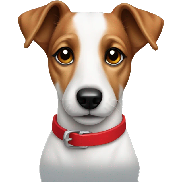 realistic jack Russell dog with red collar  emoji