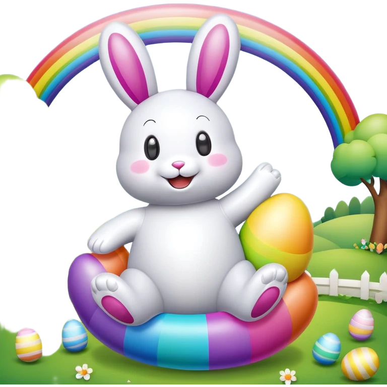 easter rainbow inflatable bouncy bunny emoji