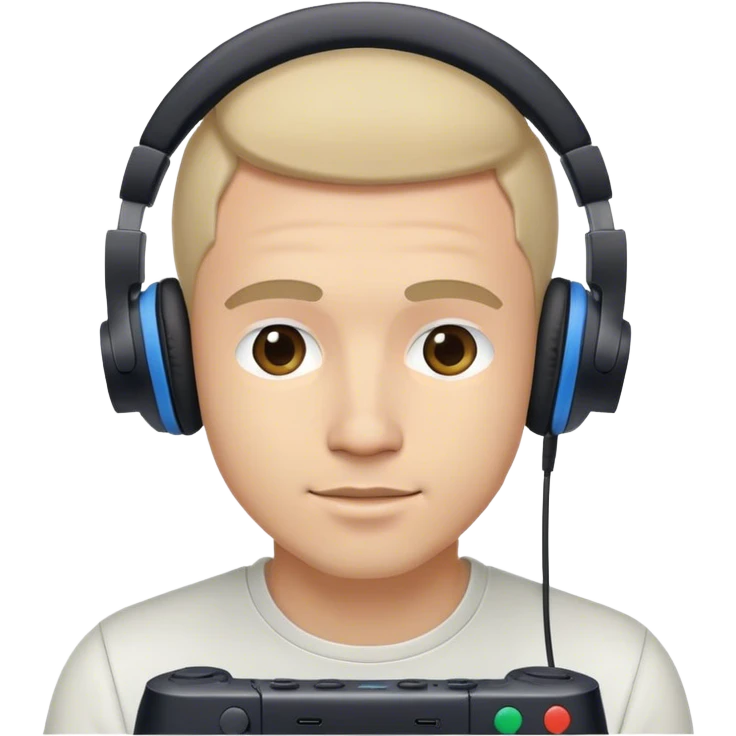 Muchacho guapo con audífonos jugando playstation emoji
