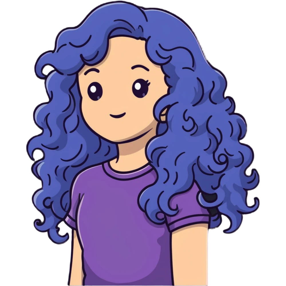 Cute girl with long wavy curly hair emoji