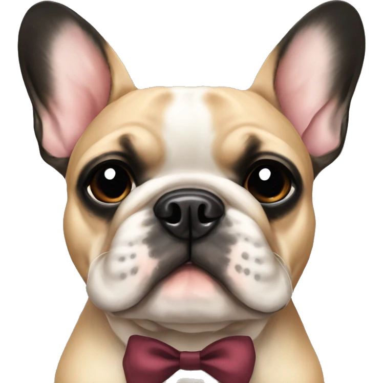 French bulldog black and tan wearing a bow emoji