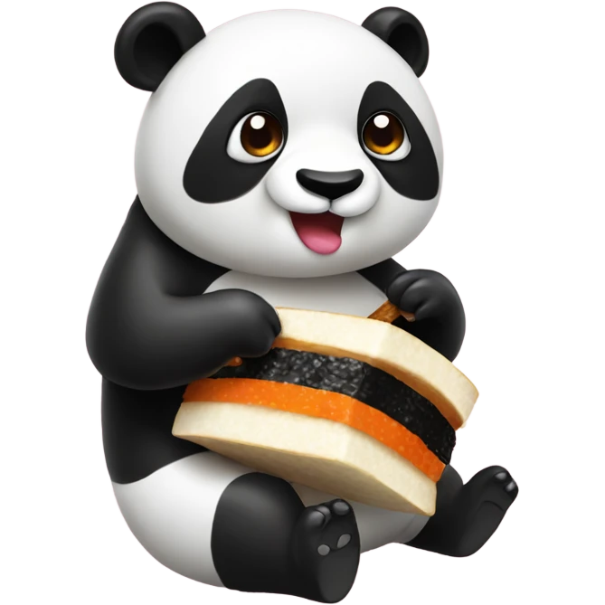 Panda eating a musubi  emoji