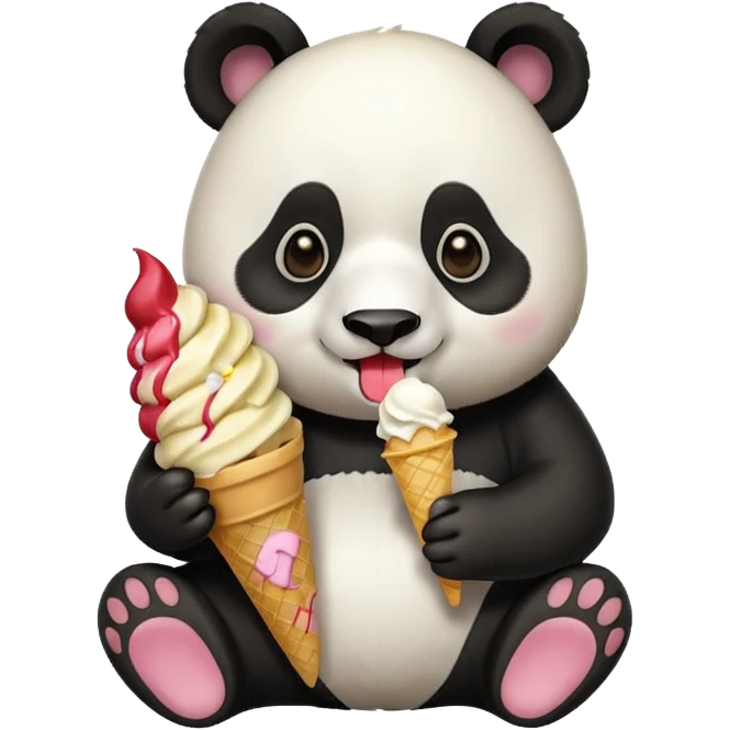Panda eating ice cream emoji