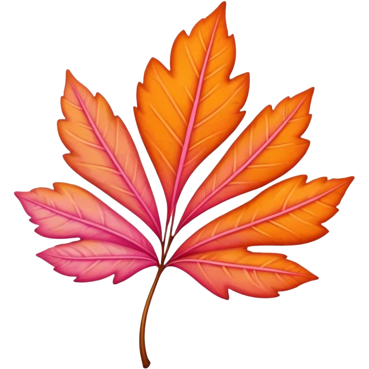 ultra realistic pink and orange leaf emoji
