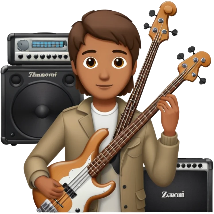 man holding a bass emoji