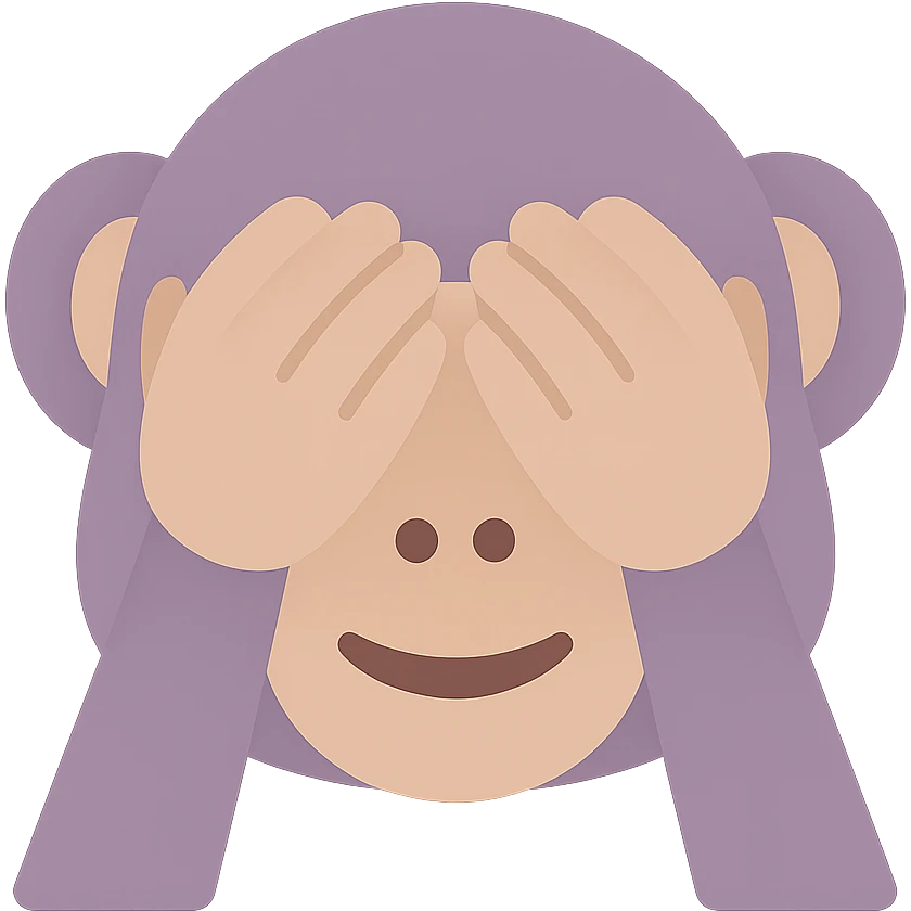 A dull purple Monkey Covering Eyes emoji
