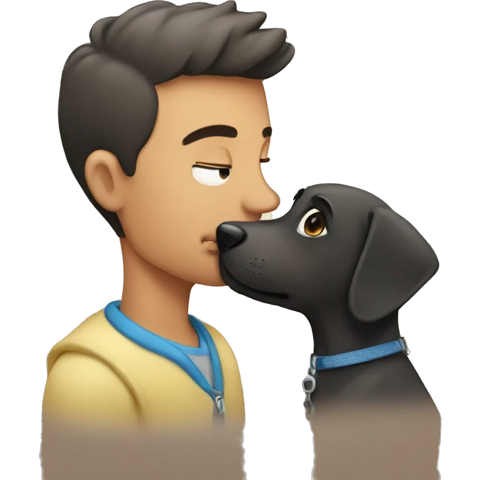 Man kissing his pet emoji