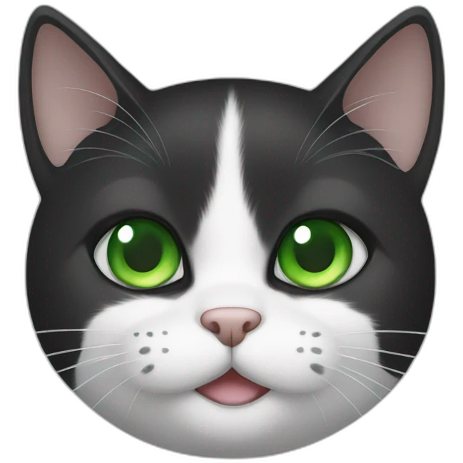 black and white cat with green eyes emoji