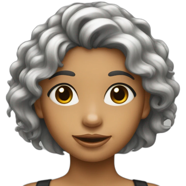 Fille avec des tâches de rousseur la peau blanche et les cheveux noirs emoji