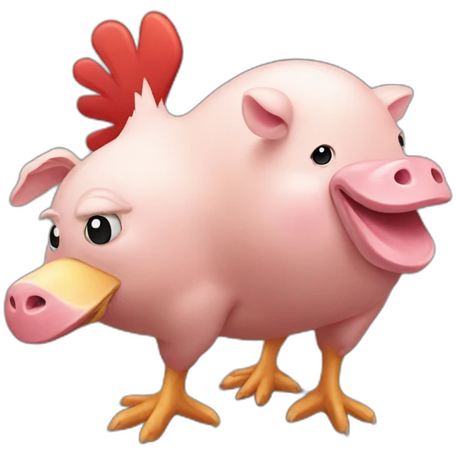a chicken riding a pig emoji