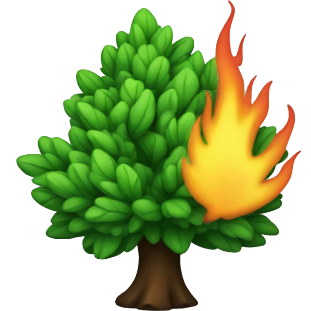 small green bush on fire emoji