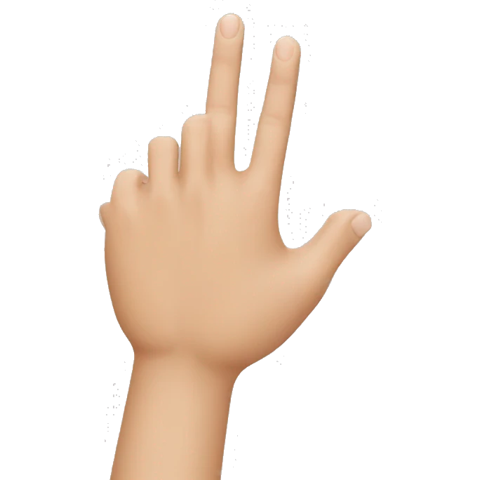 finger emoji with ring finger and big thumb bending down towards  emoji