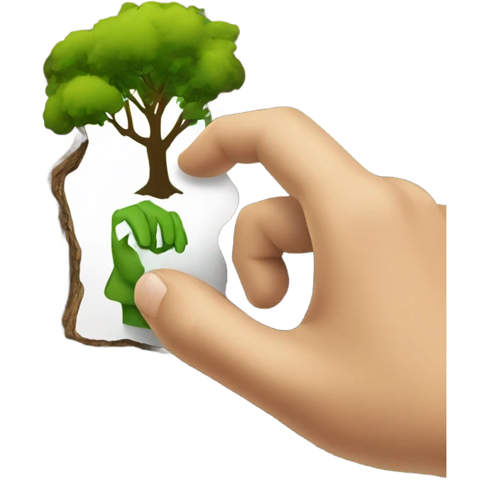 a hand is touching a tree emoji