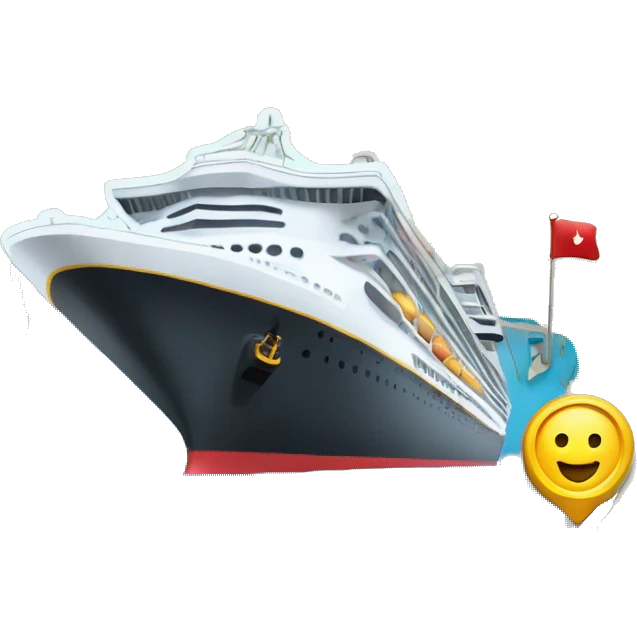 a cruise ship emoji with a map and a pin to show that the cruise has traveled the world emoji
