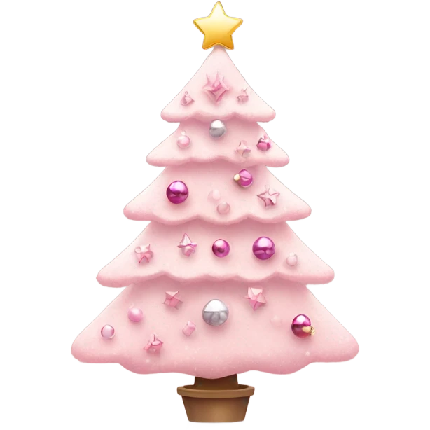 pretty light pink christmas tree with decorations  emoji