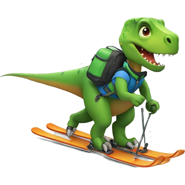 dinosaur skiing emoji