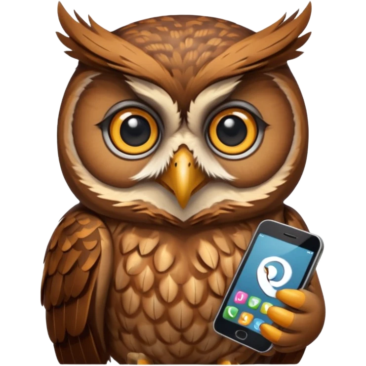 Сова с телефоном emoji