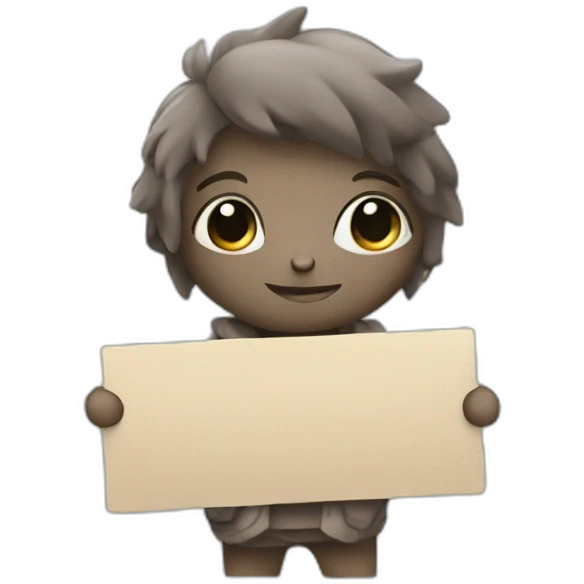 Cute foc Holding a Sign emoji