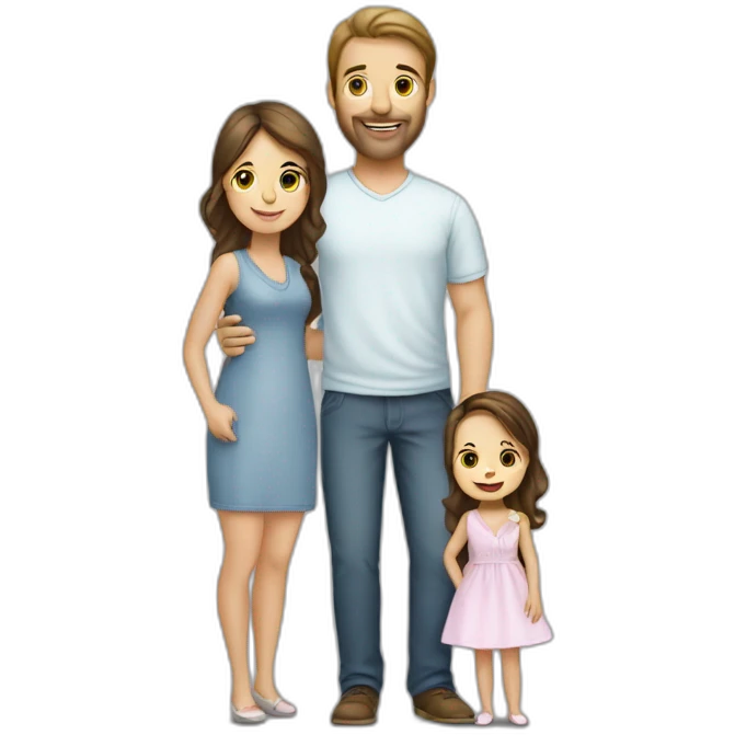 white brunette Husband and wife and little daughter infant emoji