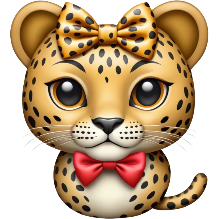 Leopard wearing a bow emoji