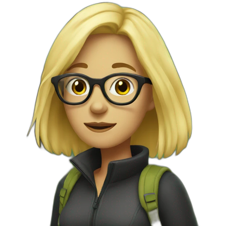 girl with blonde hair, black glasses in the forest emoji