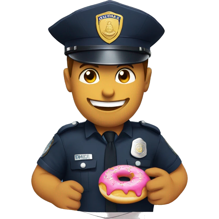 Police eating donut smiling  emoji