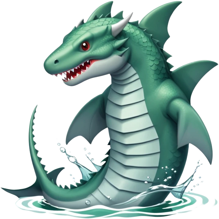 A dragon fighting against a shark in a lake emoji