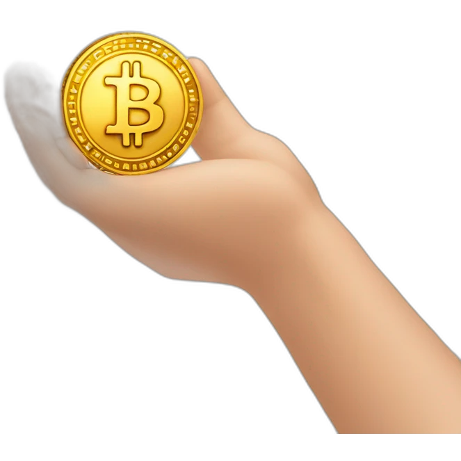 bitcoin coin in hand emoji