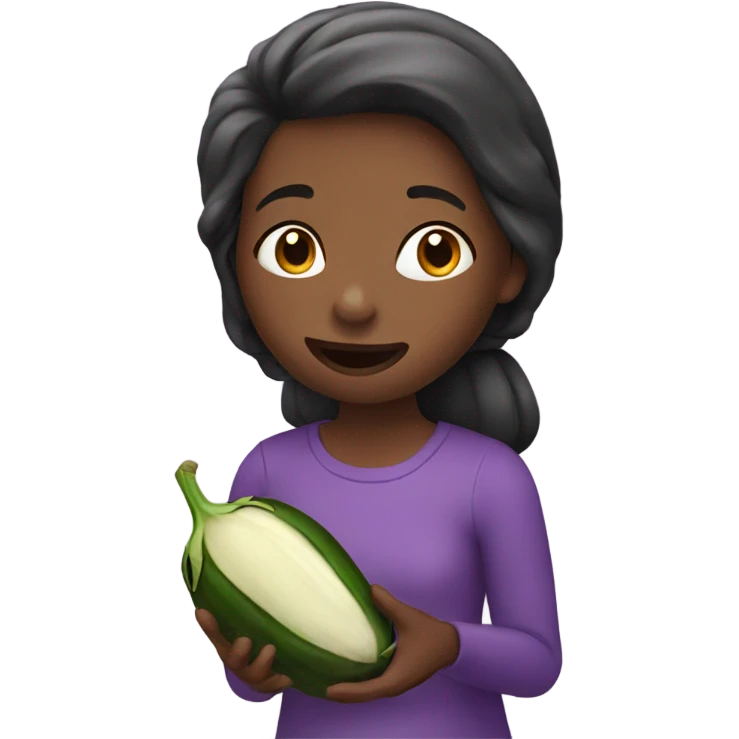 Girl eating eggplant emoji