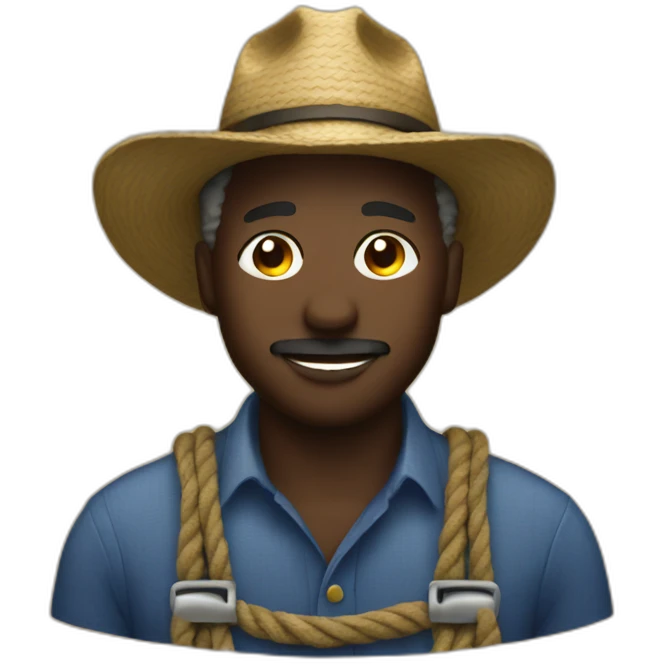 Black farmer in rope emoji