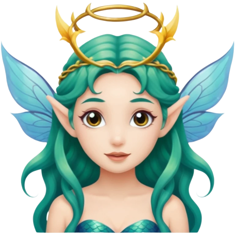 Pretty mermaid with fairy wings and elf ears emoji