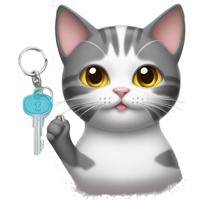 cat with a house key and a handful of sugar emoji