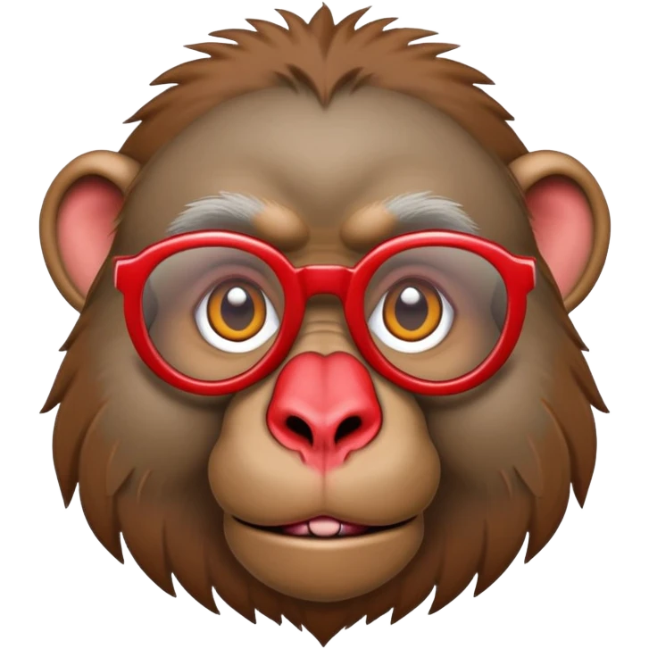 Baboon with a red face and glas emoji