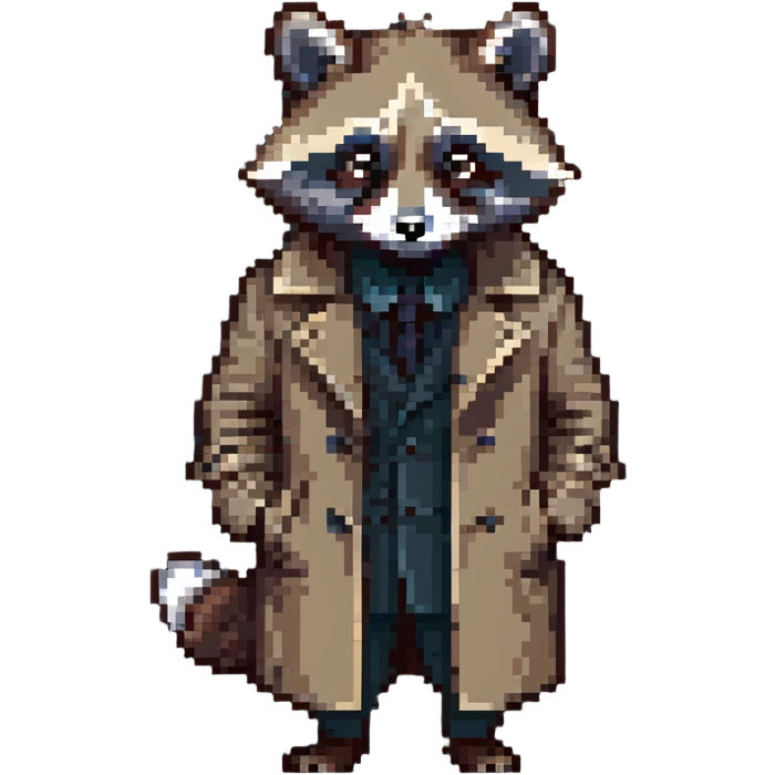 Raccoon private investigator in trenchcoat emoji