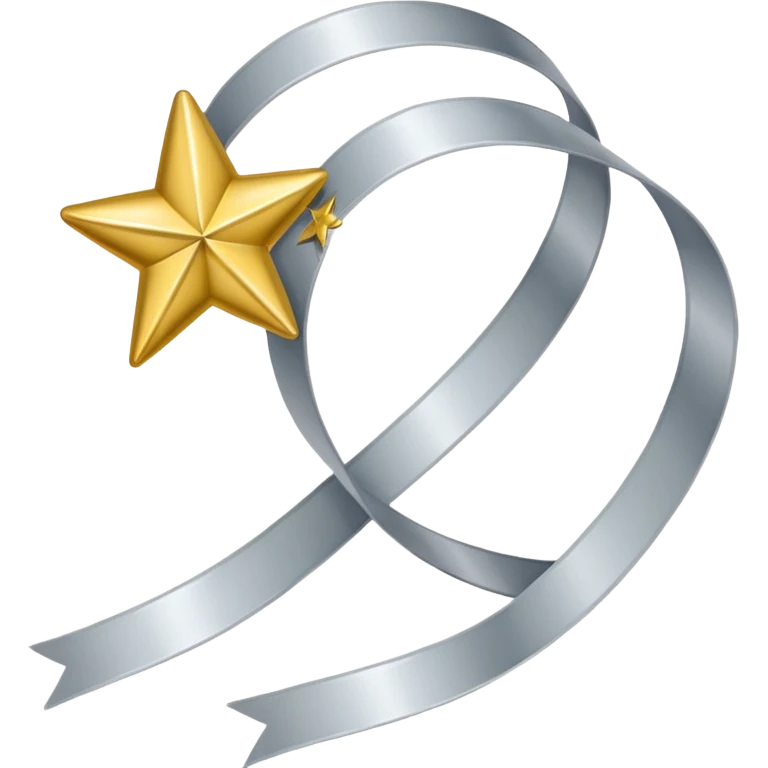 Silver ribbon with gold star. emoji