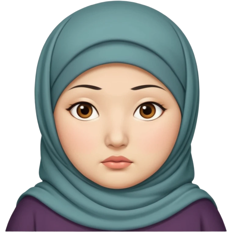 ASIAN WOMAN WITH HIJAB, CHUBBY, SERIOUS FACE emoji