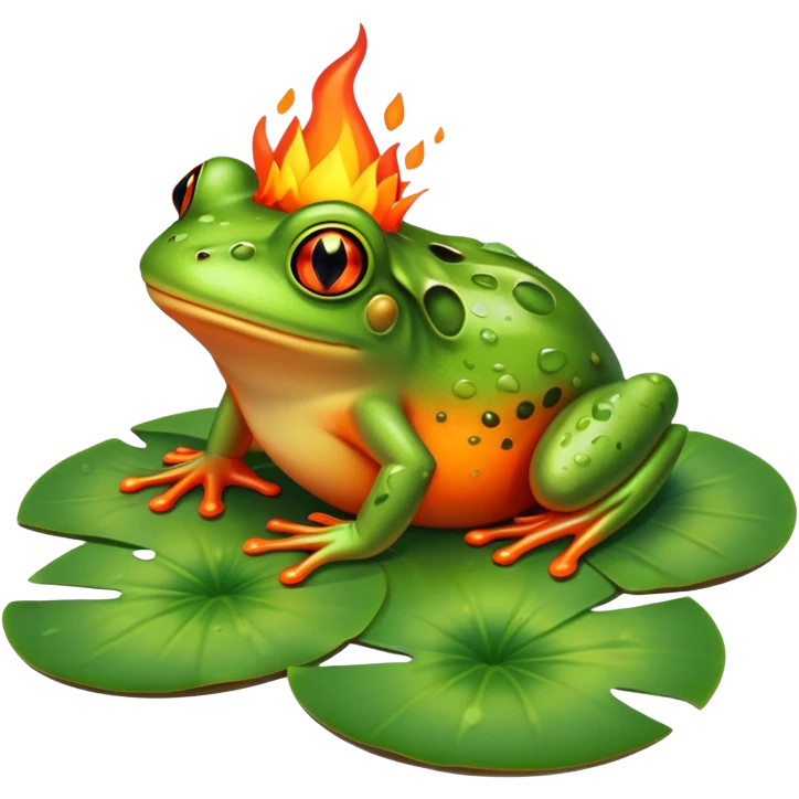 Frog on lily pad on fire  emoji