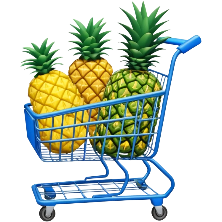 blue shopping cart with pineapples emoji