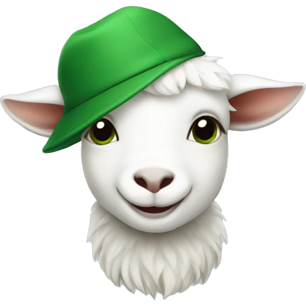 cute white goat with an all green hat emoji