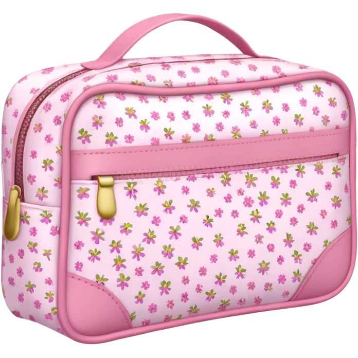 Toiletry bag with a pattern of little flowers pink emoji