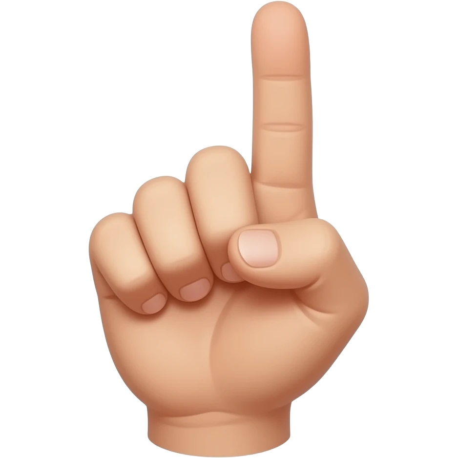 hand die een vuist maakt, waarvan de middelste vinger omhoog gestoken wordt. Deze omhooggestoken vinger is halverwege gebogen emoji