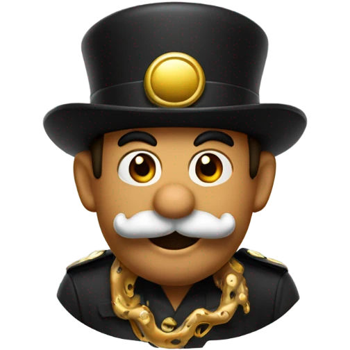 Super Mario with Gold and Black hat and an octopus mustache emoji