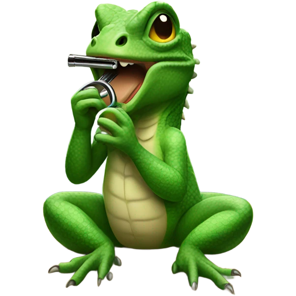 Lizard playing harmonica  emoji