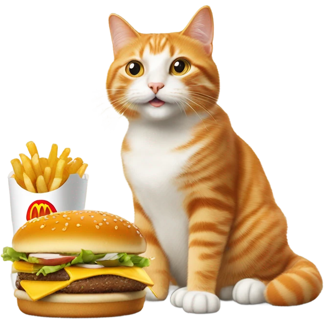 Orange cat eating mcdonald’s  emoji