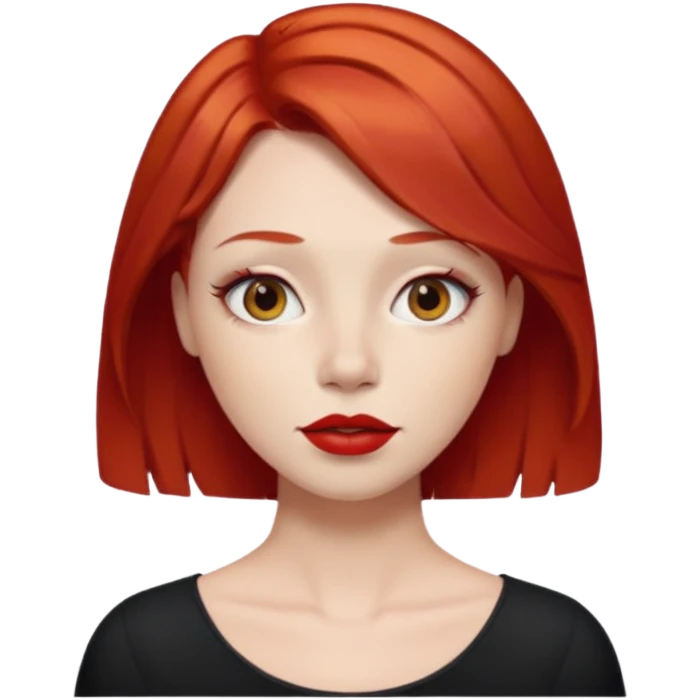 red hair. red lipstick. hollow cheeks emoji