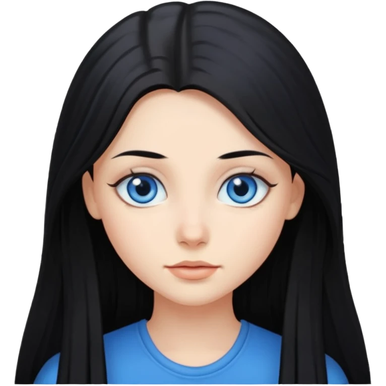 Emoji chica pelo largo negro ojos azules  emoji