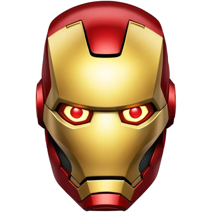 Iron Man helmet face, red and gold metal mask with glowing eyes emoji