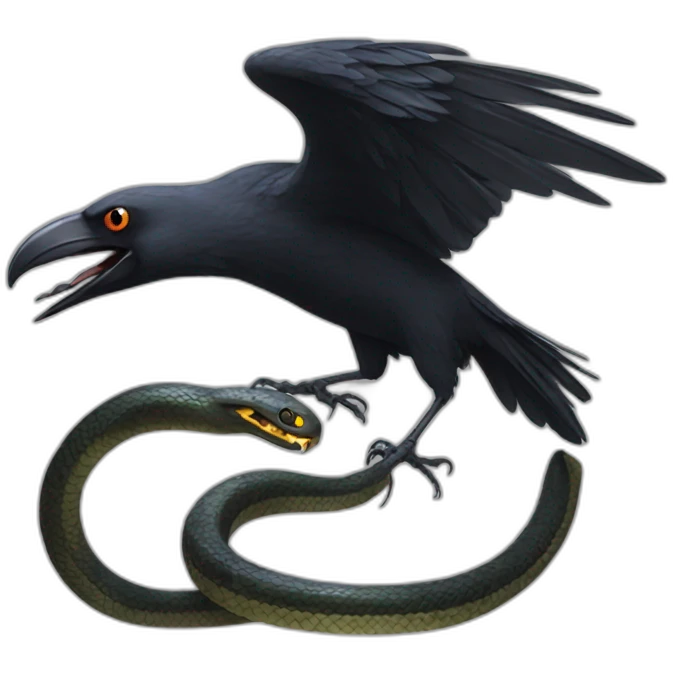 Crow attacking a Snake emoji