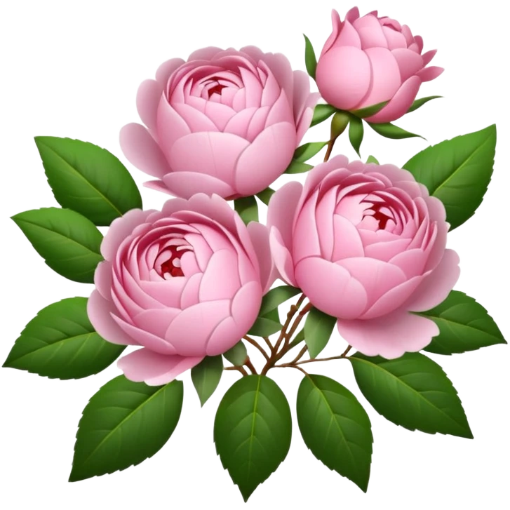soft pink bouquet with green leaves emoji